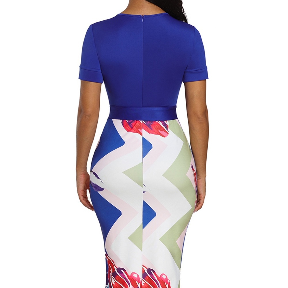 Royal Blue Print Midi Dress - Picture 2 of 2